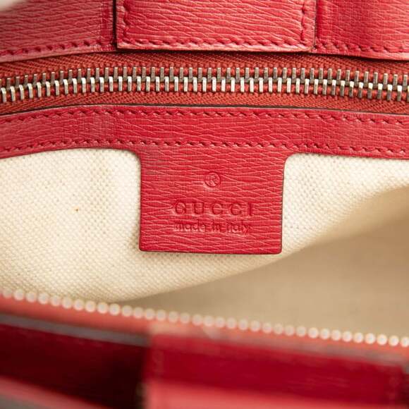 GUCCI Authentic Red Leather Bamboo Shoulder Bag - Picture 5 of 6